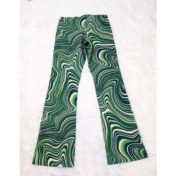 Motel Rocks Coban Trouser Ripple Retro Bootcut Low Rise Low Waist Pants Green XS - Picture 12 of 12